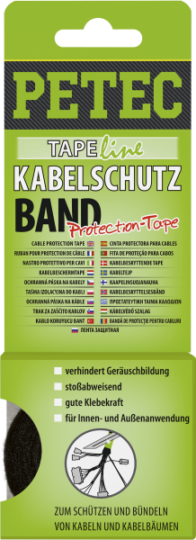 PETEC Kabelschutzband Protection Tape Schwarz, 10m 87500