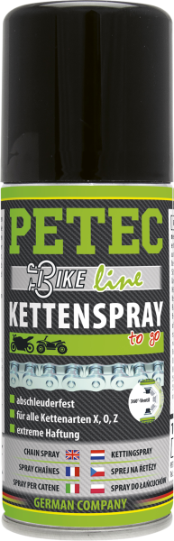 PETEC Kettenspray Bike Line 100ml Translucent +150°C Abschleuderfest Silikonfrei X,O,Z Ketten 70510