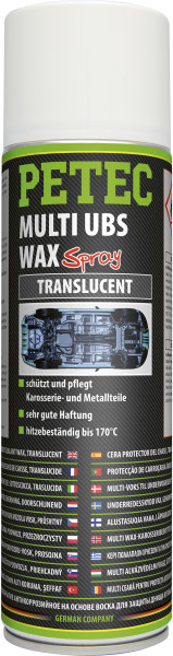 PETEC Multi UBS Wax Transparent Spray Unterbodenschutz Korrossionsschutz 500ml 73450